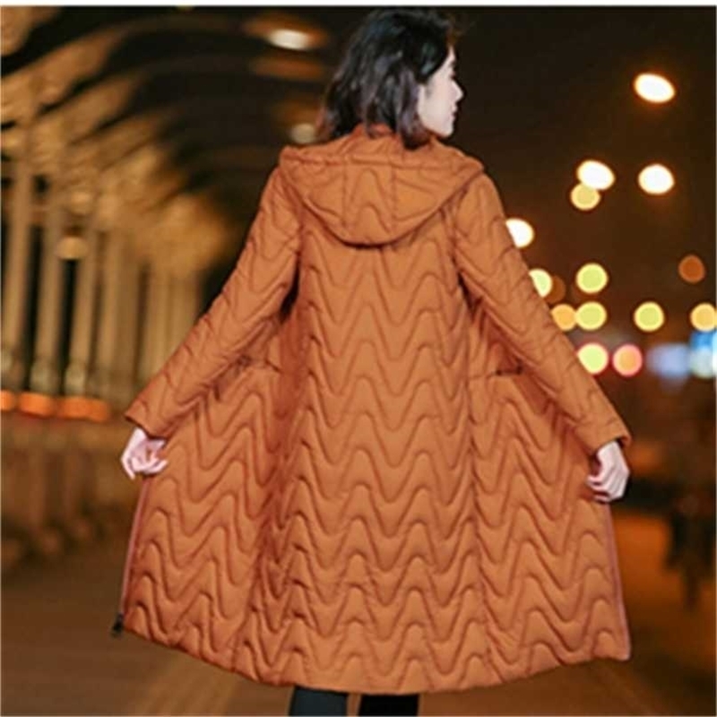 

Cotton suit women warm in winter medium length comfortable and versatile casual thickened band collar 211108, Black