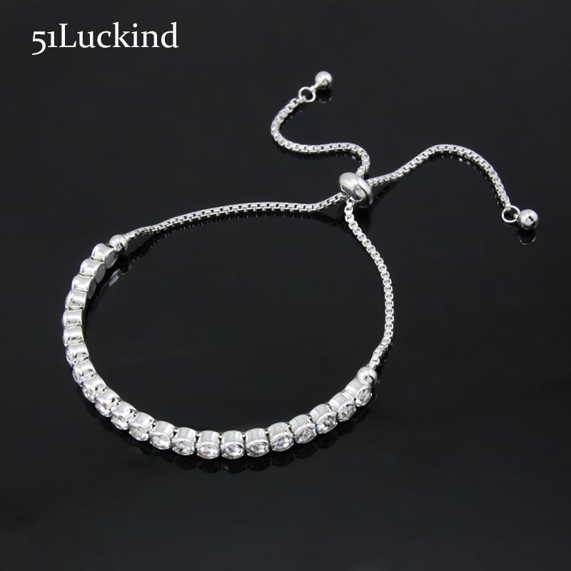 

Luxury Rhinestone Crystal Bracelet Silver Color Adjustable Charms Tennis Braclet For Women Girls Friend Hand Jewelry Pulseira Link, Chain