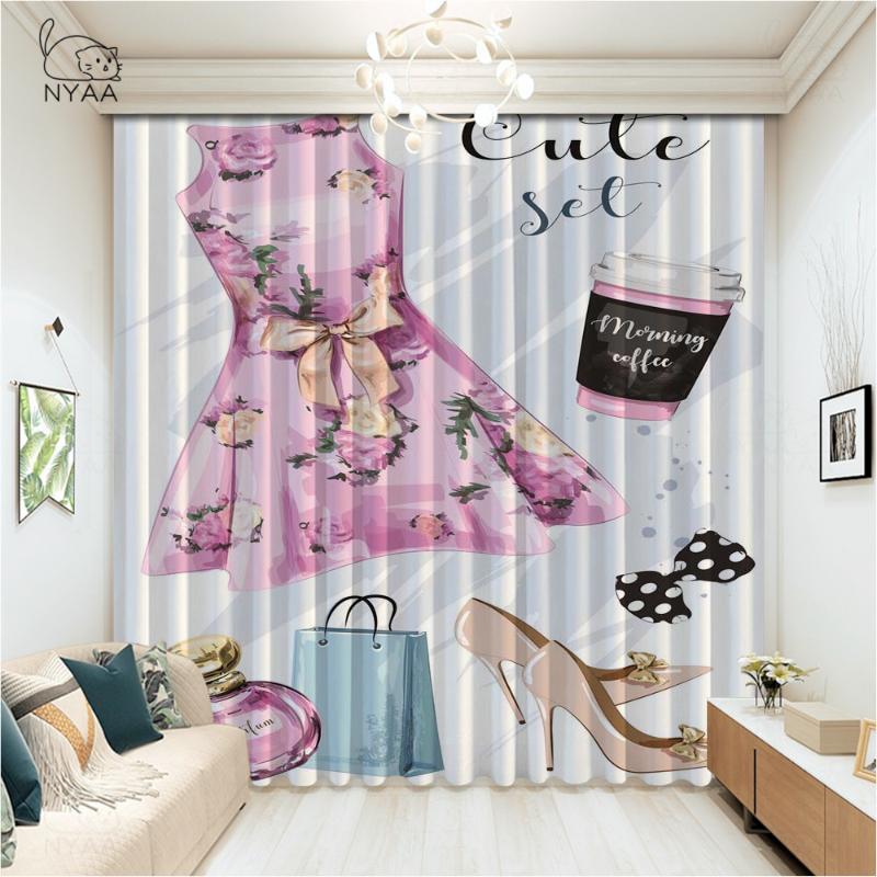

Sexy Red Lip With Pink Dress Window Curtain Rope Decoration Kitchen Curtains Printed In Children'S Room Micro Shading & Drapes