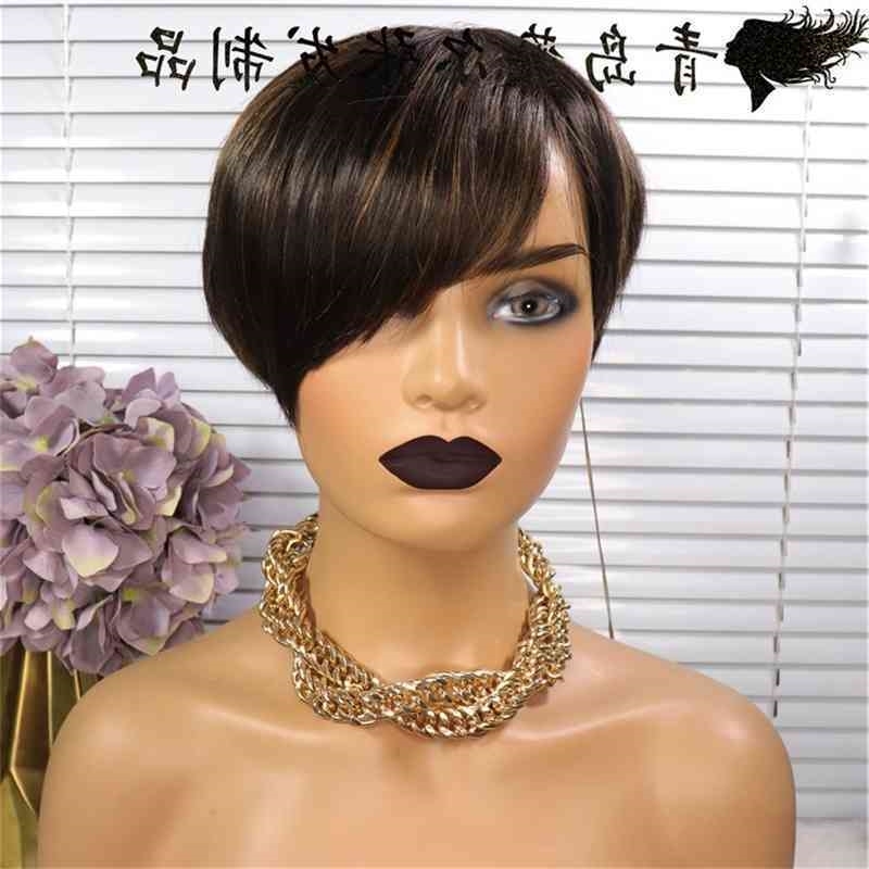 

headwear Short wig bob 2T color human hair Bob Wig, # 1b