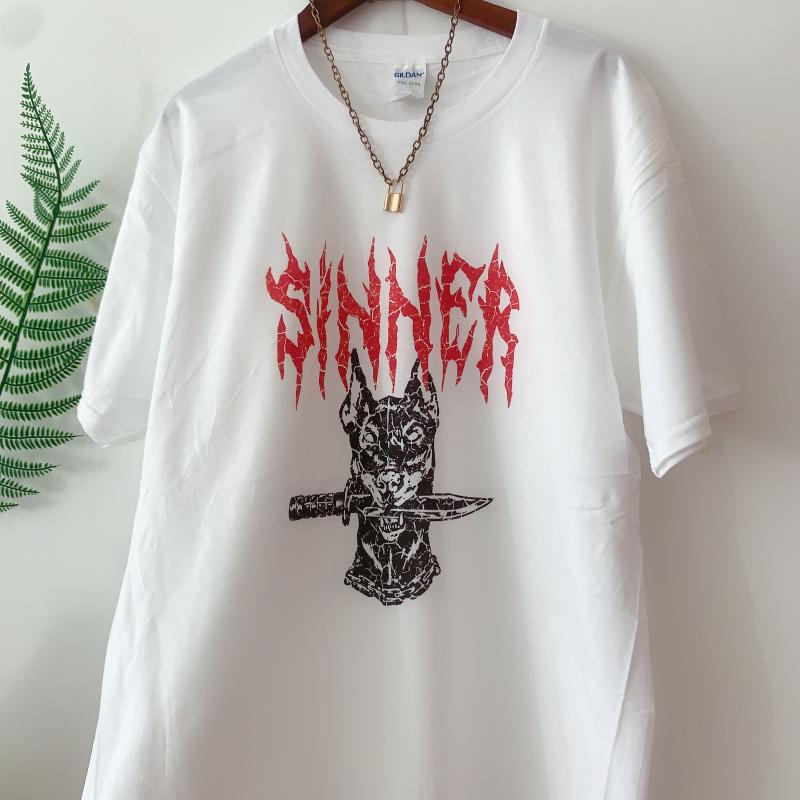

Men's T-Shirts VIP HJN Sinner Hip Hop Streetwear T-Shirt Men Summer Vintage Fashion Gothic Tshirt Harajuku Cotton Short Sleeve Tees Tops, White