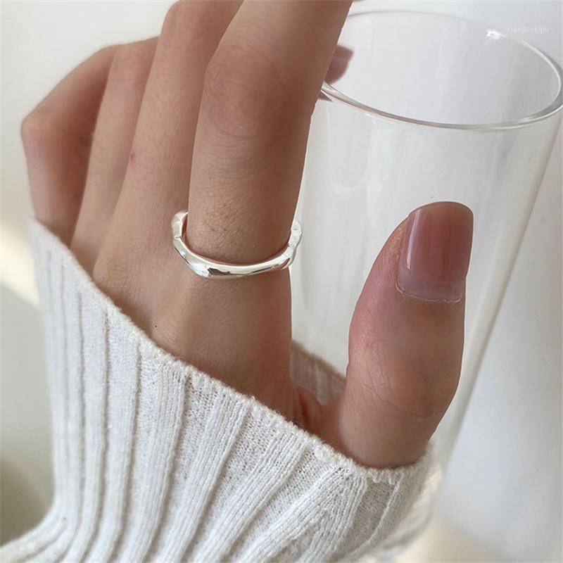 

Cluster Rings Minimalist Real 925 Sterling Silver For Women Accessories, Irregular Glossy Ring Woman Friends Gifts Fine Jewelry, Golden;silver
