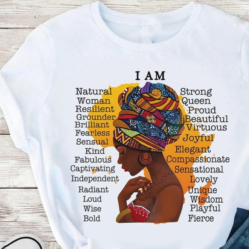 

black queen women t shirts i am shirt lovely graphic tees 90s melanin girl magic aesthetic clothes dope lives matter, White