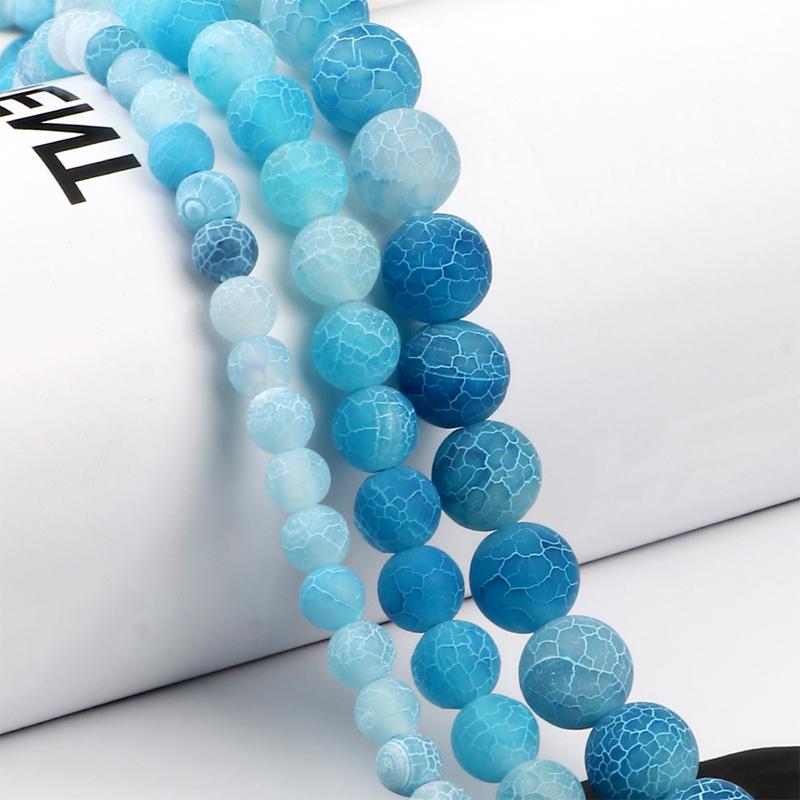 

Other Wholesale Blue Beads 6/8/10mm Loose Spacer Frosted Weathered Matte Stone For Jewelry Making DIY Bracelet Necklace Accessories