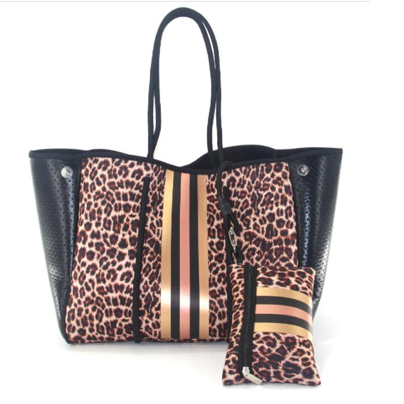 

Evening Bags Luxury Leopard Neoprene Beach Bag Multipurpose Large Capacity Sporty Qiuck-Drying Expandable Tote Shoulder Women's