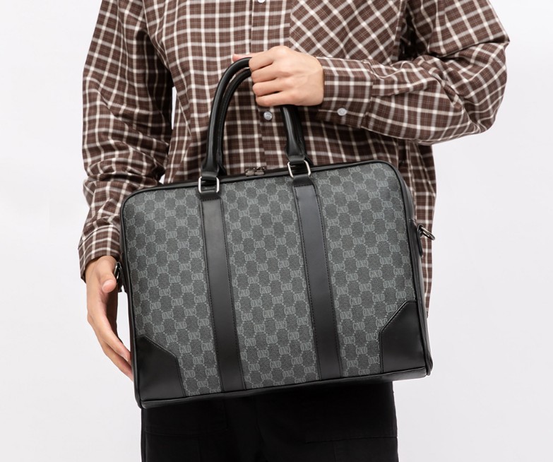 

Women briefcase Men purse handbag Messanger Canvas embossed letter flower print leather Shoulder bag Top handle business, No logo