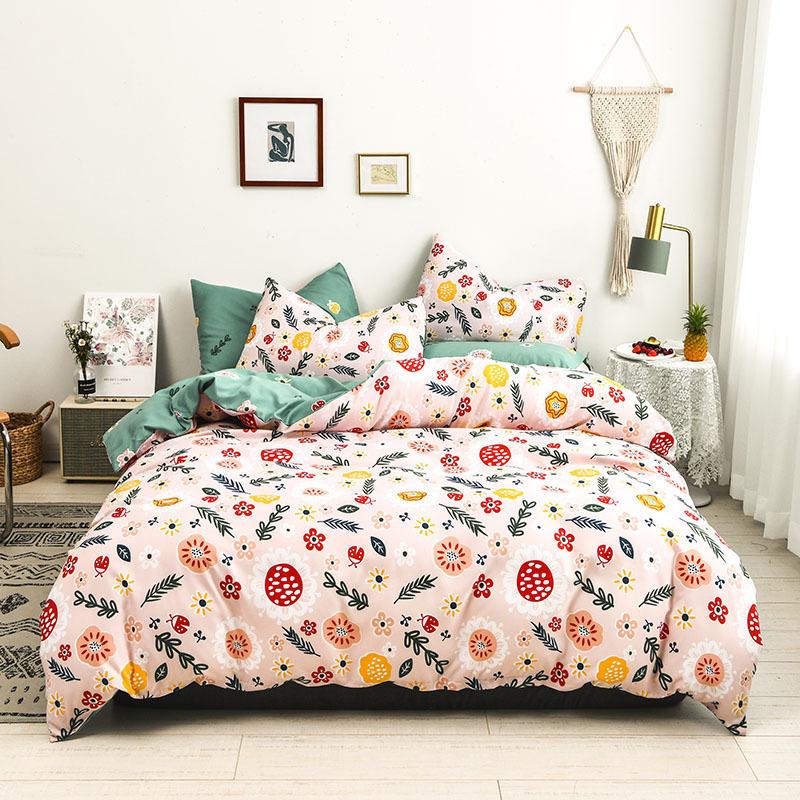 

Cotton Matte 4-piece Set Student Dormitory Bedding Home Bedroom Small Fresh Quilt Cover, Pillow Case, Bed Sheet Sets