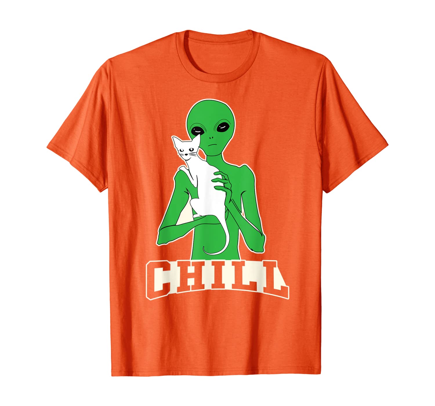 

Alien Chill Cat Shirt Area 51 Stay Weird Tee, White;black