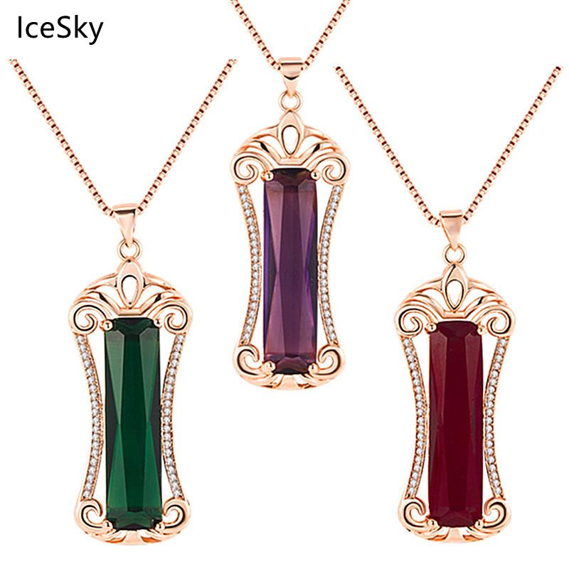 

Charms Sell Natural Red Tourmaline Pendant Purple Diamond Emerald Women's Plated Rose Gold Inlaid Treasure, Bronze;silver