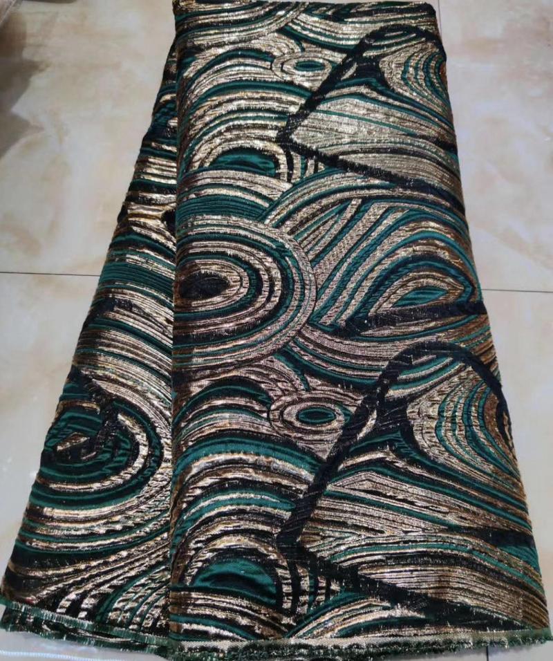 

Ribbon Dark Green Brocade Lace Fabric For Wedding Party Dress High Quality African Jacquard Nigerian French Tulle
