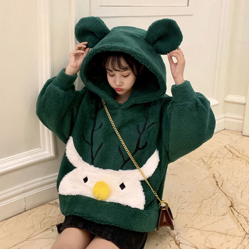 

men's hoodies & sweatshirts casaco feminino com capuz, casaco de pelÃºcia ver, roupas femininas soltas kawaii, coreia, moletom tamanho g, Black
