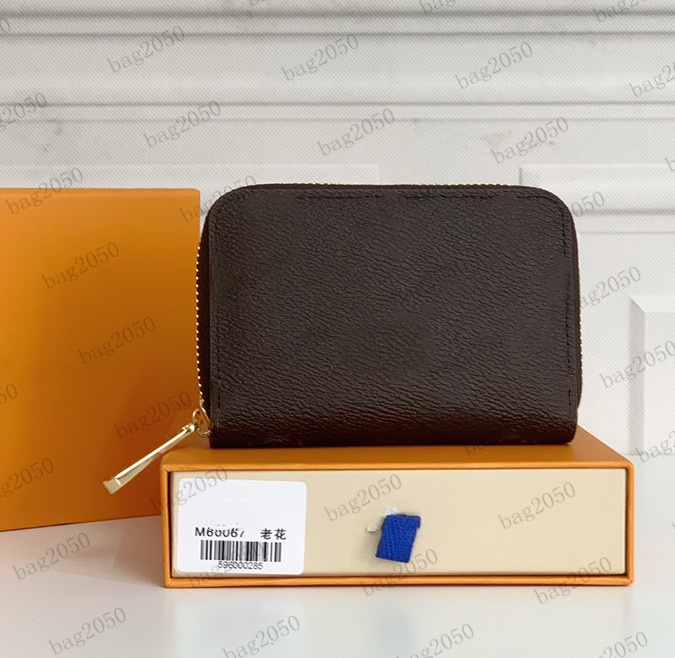 

4 colors fashion single zipper men women Designer small bag leather wallet womens Coin Purse man Card Holder lady ladies short purse, L-white checkered