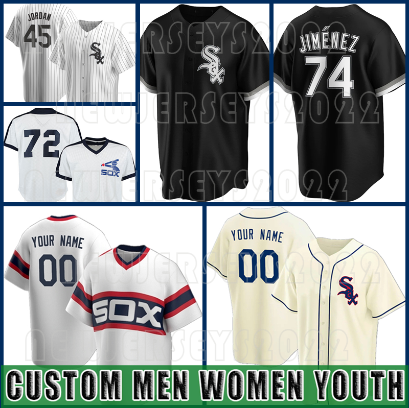 

74 Eloy Jimenez Baseball Custom 8 Bo Jackson Liam Hendriks White Jersey Yoan Moncada Frank Thomas Sox Jose Abreu Eaton Lucas Giolito, Custom retro (baiwa)