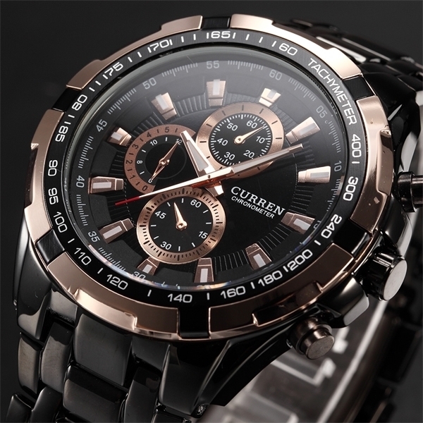 

CURREN Tag Brand Men Fashion Sport Analog Watches Men's Casual Quartz Clock Male Full StainlSteel Military Wrist Watch X0524, Black white
