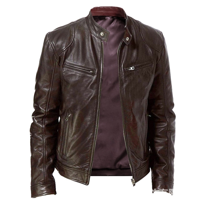 

2021 spring and autumn wear PU leather motorcycle windproof jacket men, Yellow
