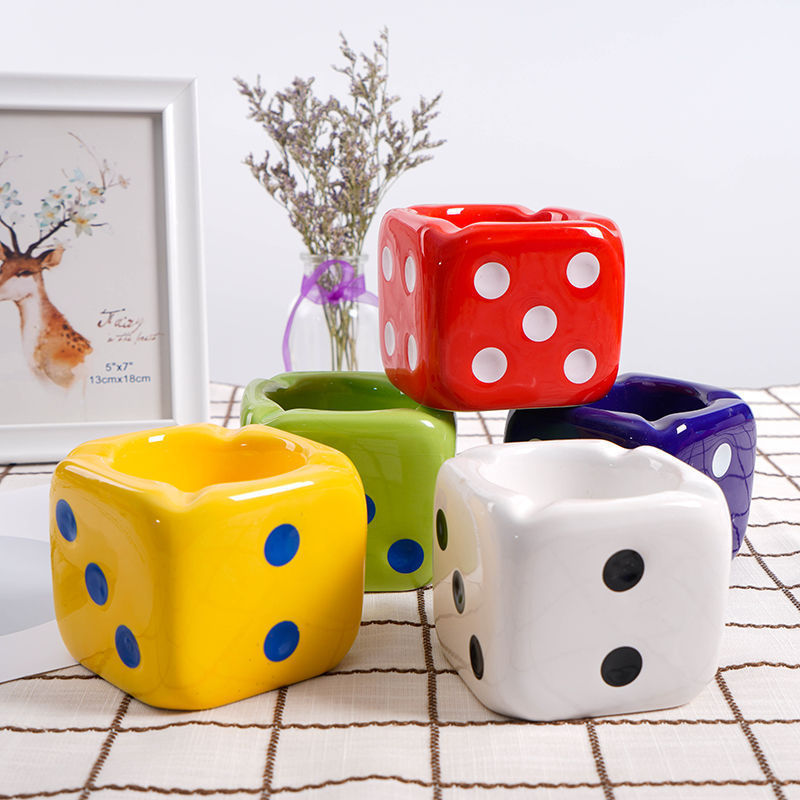 

multicolor Dice ashtray personality lovely creative dice ceramic ashtrays