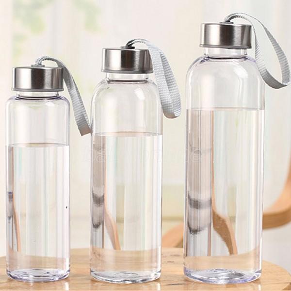 

300ML 400ML 500ML Outdoor Sports Portable Water Bottles Plastic Transparent Round Leakproof Travel Carrying for Water Bottle Drinkware, Clear