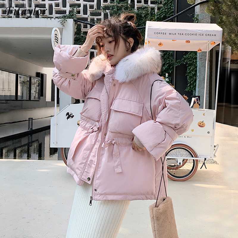 

Women's Down & Parkas Fitaylor Winter Large Natural Raccoon Fur Hooded Jacket Women 90% White Duck Coat Thick Parka Sash Tie Up Sn, Black