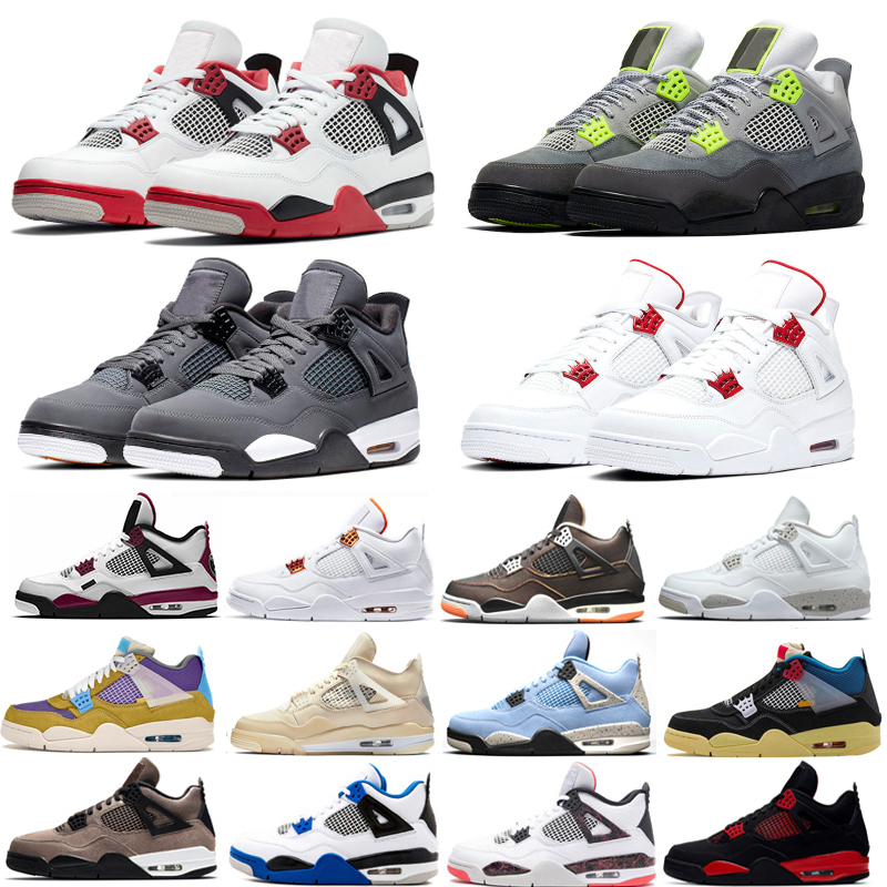 

Men 4 4s basketball shoes University blue Cavs Fire Red Raptors Pure Money Taupe Haze white sail Oreo Black-cat mens trainers Sport Sneakers 5.5-13, 36-47 red metallic