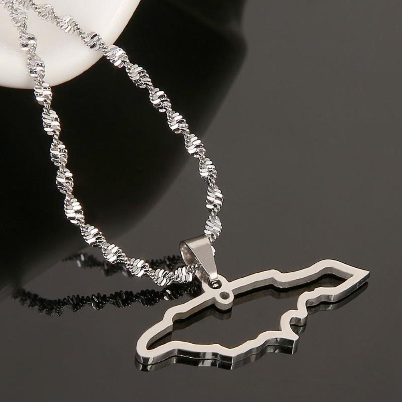 

Pendant Necklaces Stainless Steel Silver Color Jamaica Map Trendy Jamaican Chain Jewelry