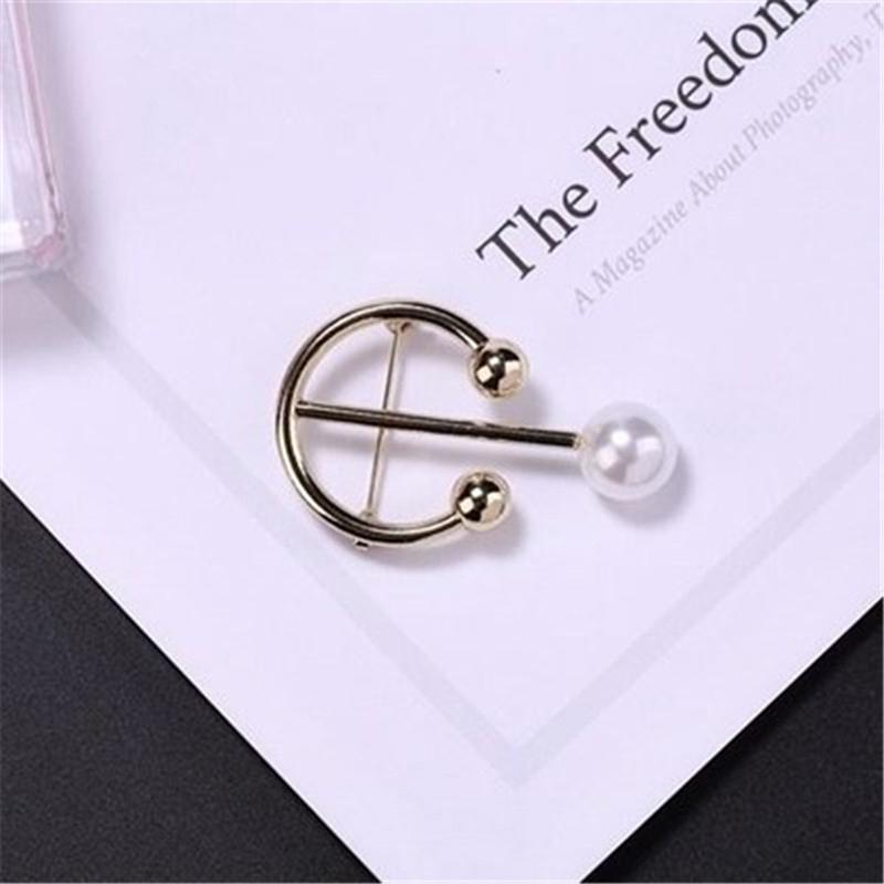

Pins, Brooches Half Round Shape Gold Color Fashion Simulated Pearl Pin Brooch Decoration Buckle Jewelry For Men Women