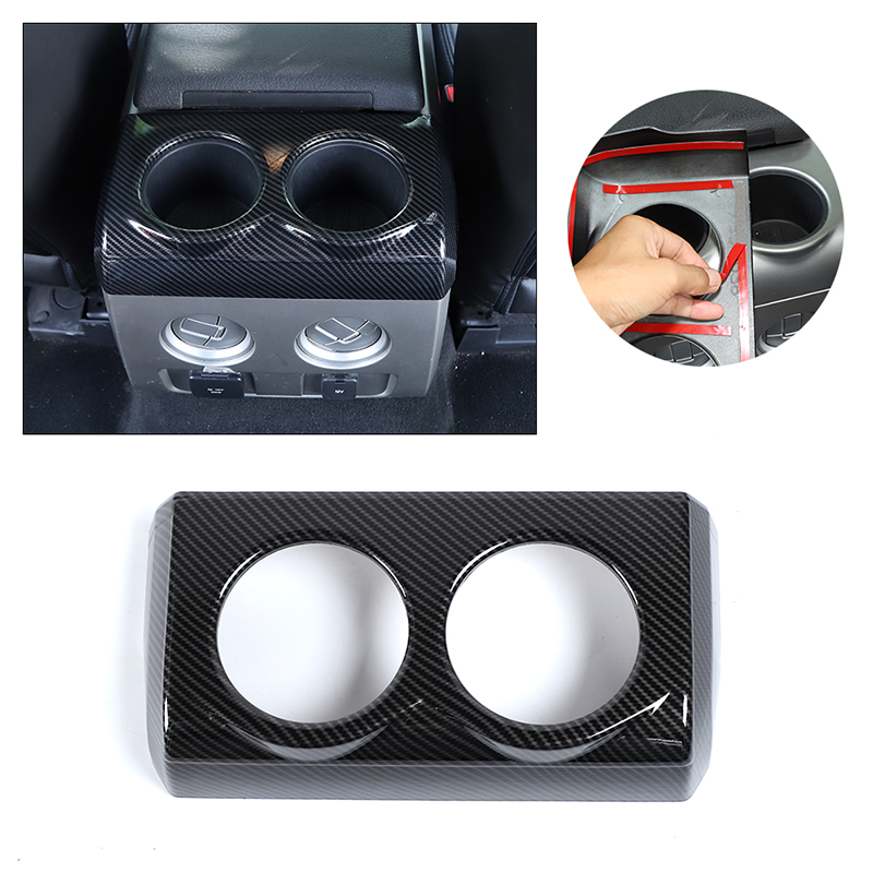 

ABS Car Armrest Box Rear Cup Holder Panel For Ford F150 Raptor 09-14 Carbon Fiber