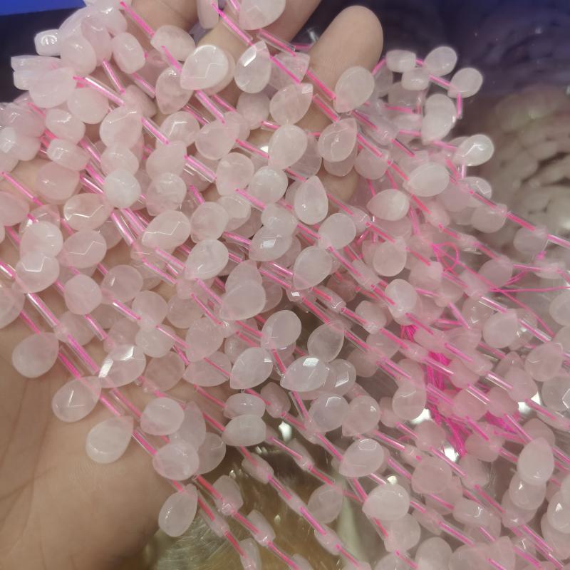 

Other Natural Rose Quartz 12x8mm Faceted Teardrop Long Chain