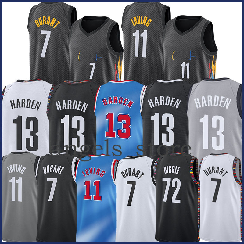 

2021 New 7 Kevin 13 Harden Kyrie 11 Durant Basketball Irving Jersey 72 Biggie Jerseys NCAA Mens Adult Cheap, 2021 jersey