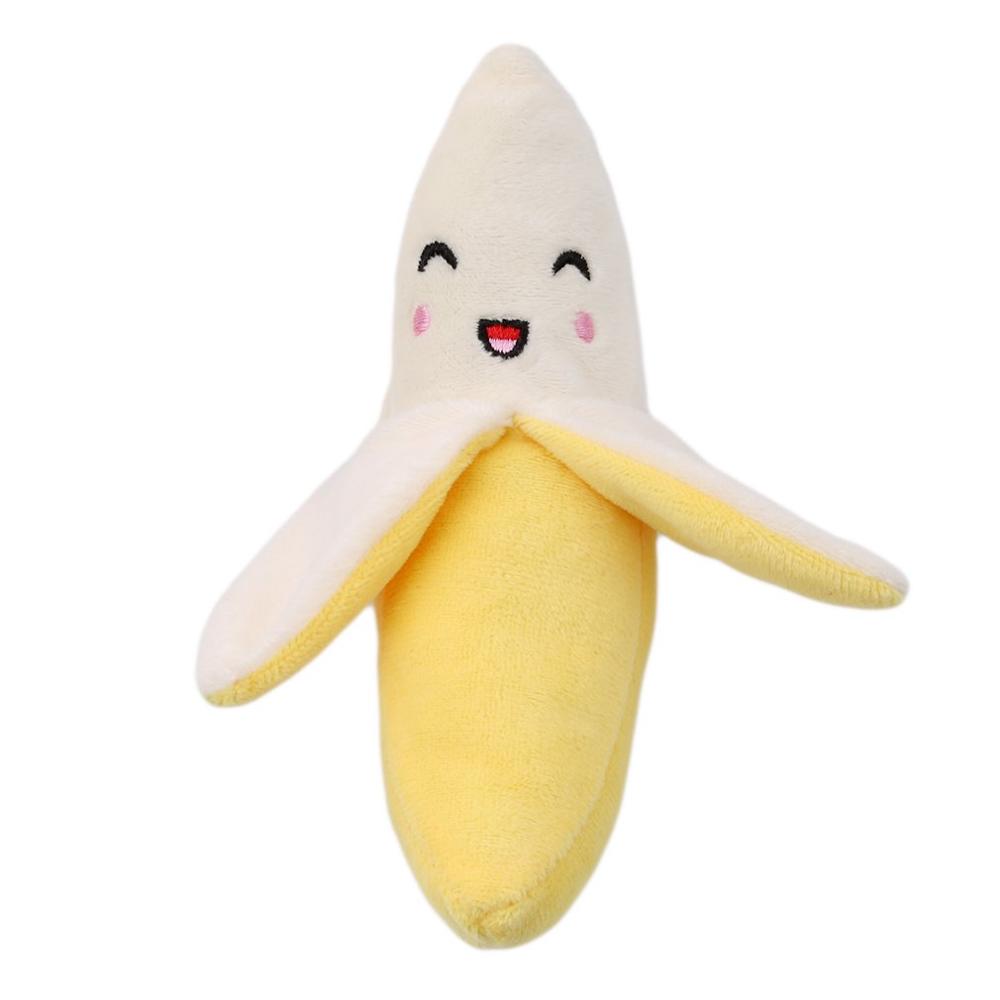 

Pet Supply Plush Banana Shape Squeak Sound Toys Fruit Interactive Cat Dog Toy
