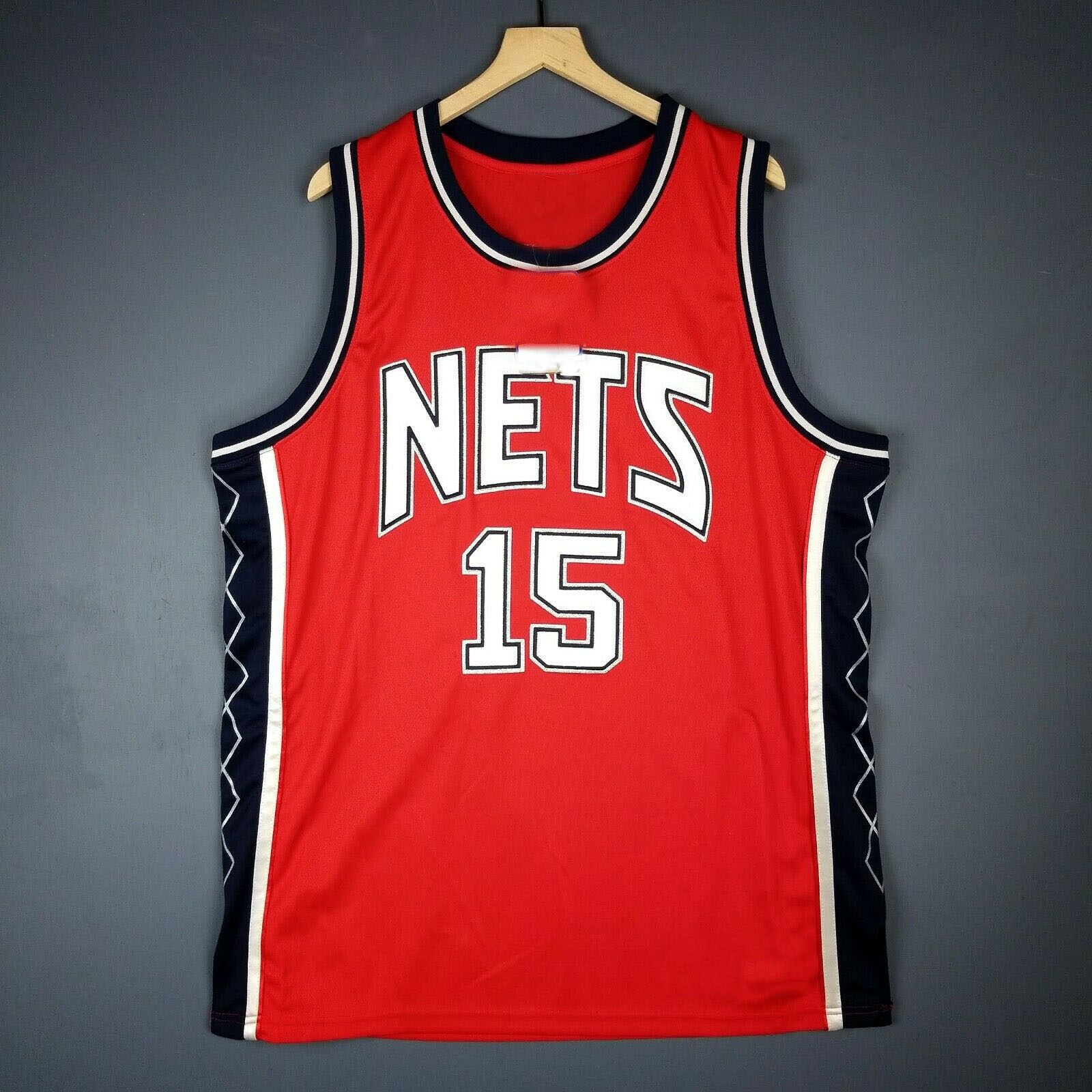 

15 Vince Carter Retiro Mitchell Ness Nets Basketball Jersey 7 Durant 11 IRVING Embroidered Jerseys Custom name and, Black;red