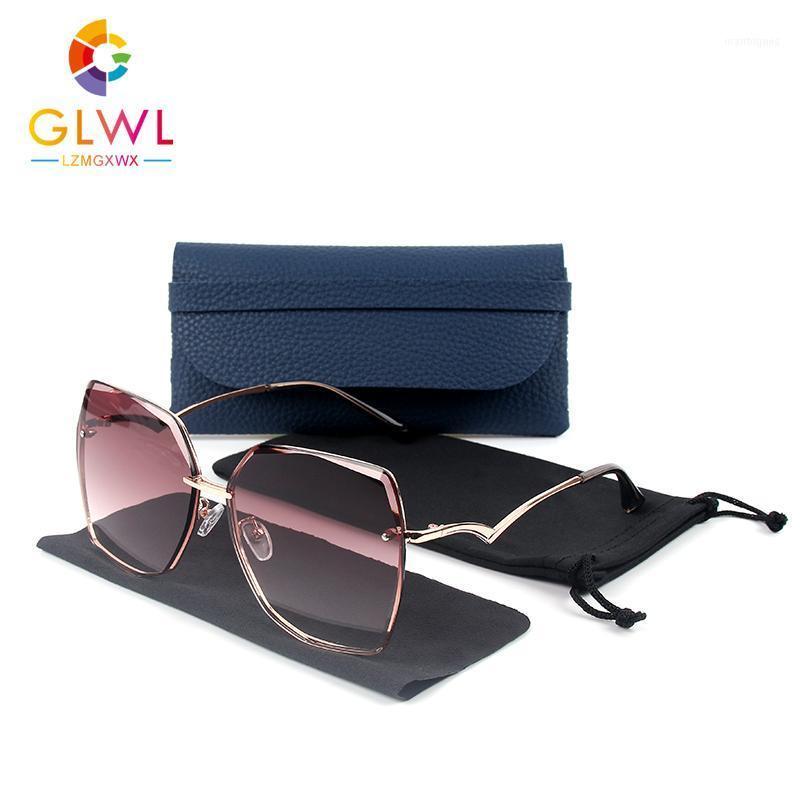 

Sunglasses For Women Designer Oversized Brown Glasses Colorful Frames Eyeglass Woman Eyewear Case PU Bag 2021 Fashion Design1