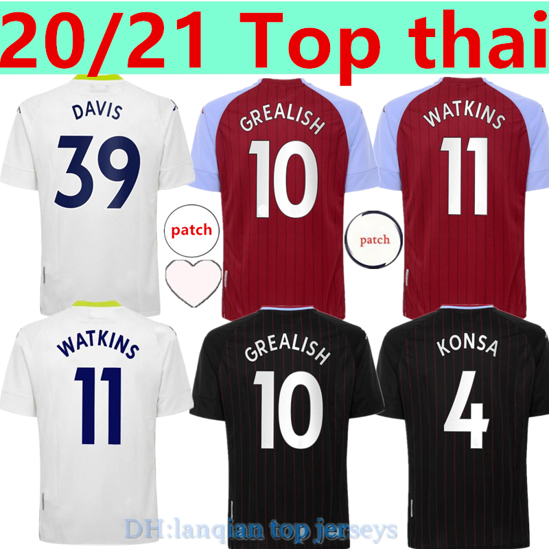 

Aston Villa soccer jersey 20 21 WATKINS M. TREZEGUET GREALISH jerseys WESLEY DAVIS Football Shirt uniforms, Black;yellow