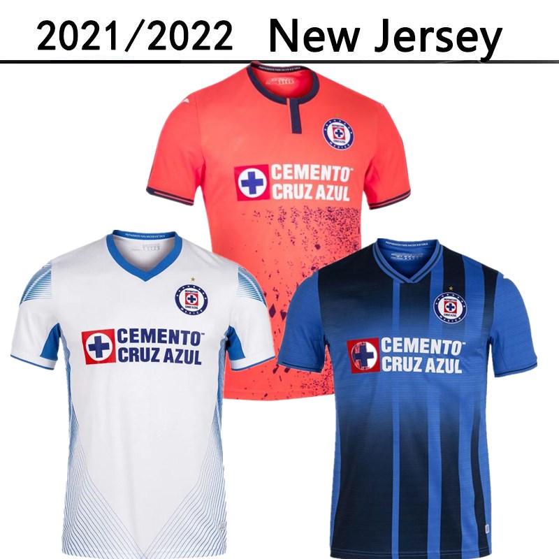 

21 22 Cruz Azul away home 9 Stars soccer jersey 9th star 2021 2022 ALVARADO RODRIGUEZ PINEDA ESCOBAR ROMO white blue football shirt Liga MX Men Kids kit camiseta de fútbol