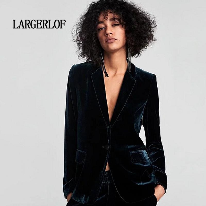 

Women' Suits & Blazers LARGERLOF Velvet Blazer Autumn Spring Ladies Green Plus Size Women Winter Jacket BR50019, Dark green