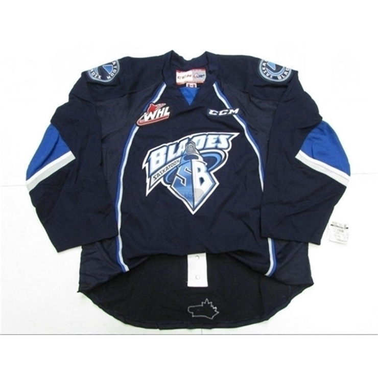 

3740rare Hockey Jersey Men Youth women Vintage Saskatoon Blades WHL Size S-5XL custom any name or number, Blue youth s-xl