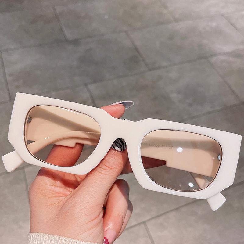 

Sunglasses Unique Wide Leg Small Square Hip Hop For Men Vintage Fashion Black Beige Gradient Sun Glasses Women Eyewear Brown, White;black