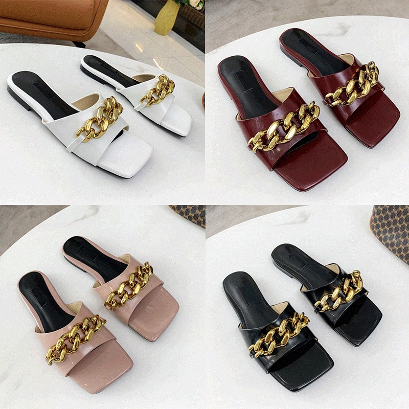 

Classics 2021 women leather slippers designer flat sandals top quality ladies fashion Non-slip luxury rubber shoes comfortable soft shoe 35-42 c6QG#, Black