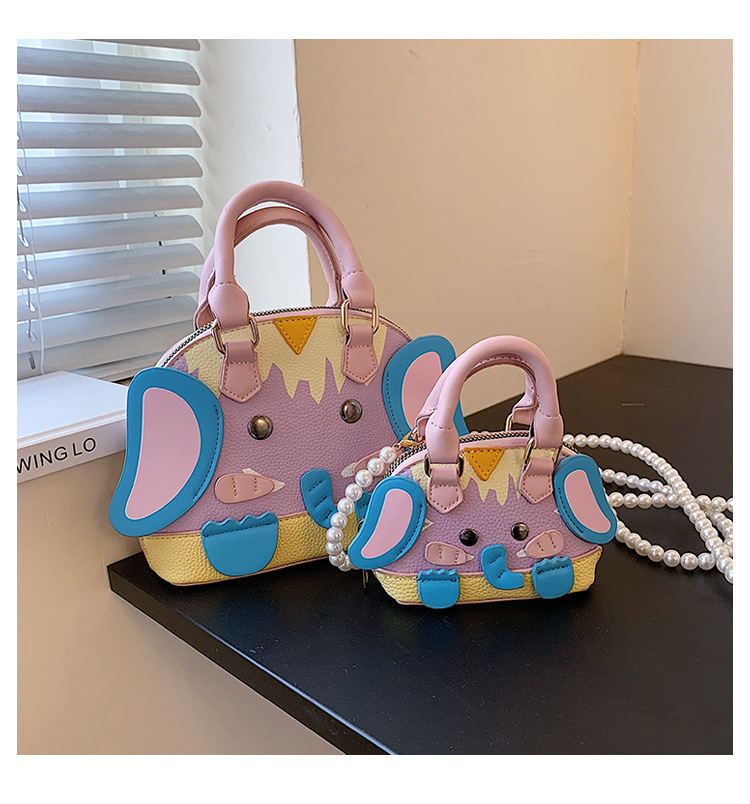 

big girls cartoon handbags summer personality kids woman elephant single shoulder bag parent-child pearl chain crossbody bags mini wallet F378, As the picture