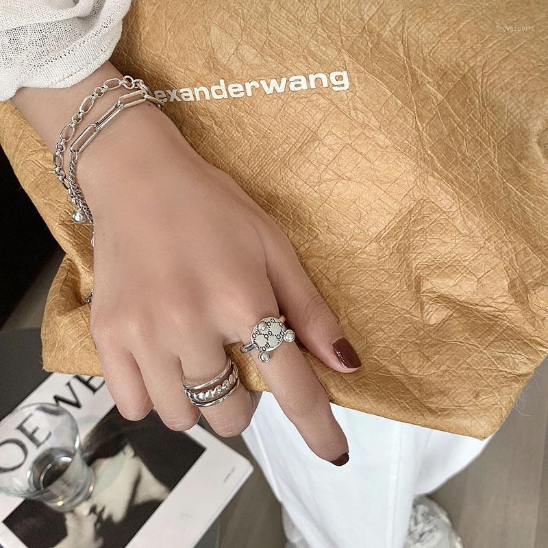 

Wedding Rings HKMMH 925 Sterling Silver Korean Style Vintage Geometric Opening Ring Simple Handmade Weaving Fashion Party Jewelry1