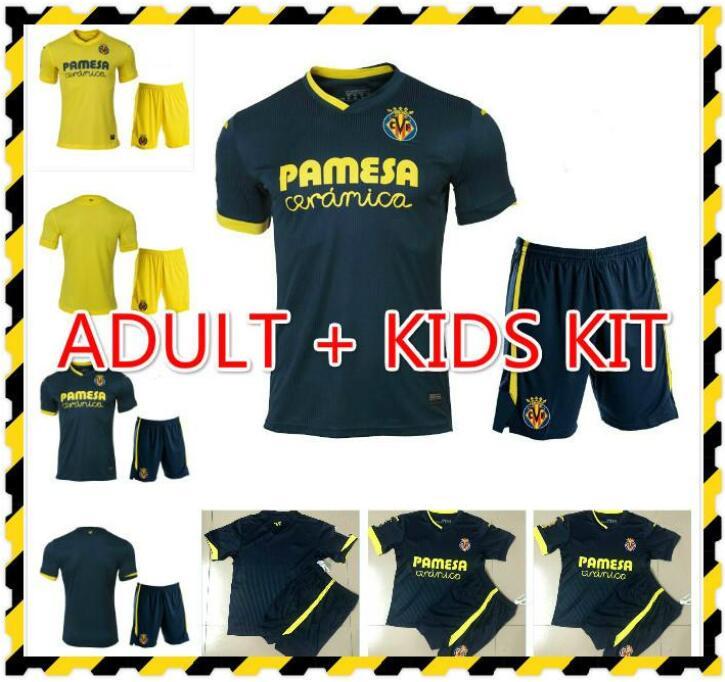 

men20 21 Villarreal Kid Kit 2021 #7 MORENO BACCA Kids Jerseys Boys #17 PACO ALCACER MOI GOMEZ PAREJO Child Football Shirt, Black;yellow