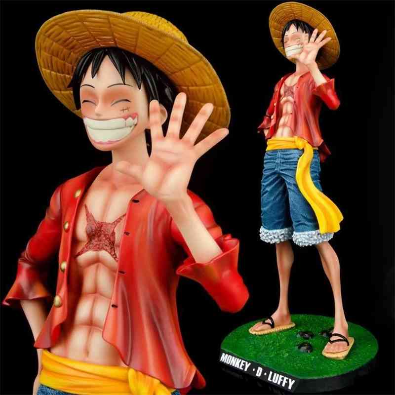 

Pirate king GK super large net red road flying straw hat smiling face statue hand-made doll decoration model, 1 / 4 oversized waving luffy