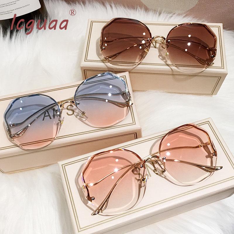 

Rimless Sunglasses Rectangle Fashion Women Men Shades Small Square Sun Glasses For Female Summer Traveling Brown Oculos