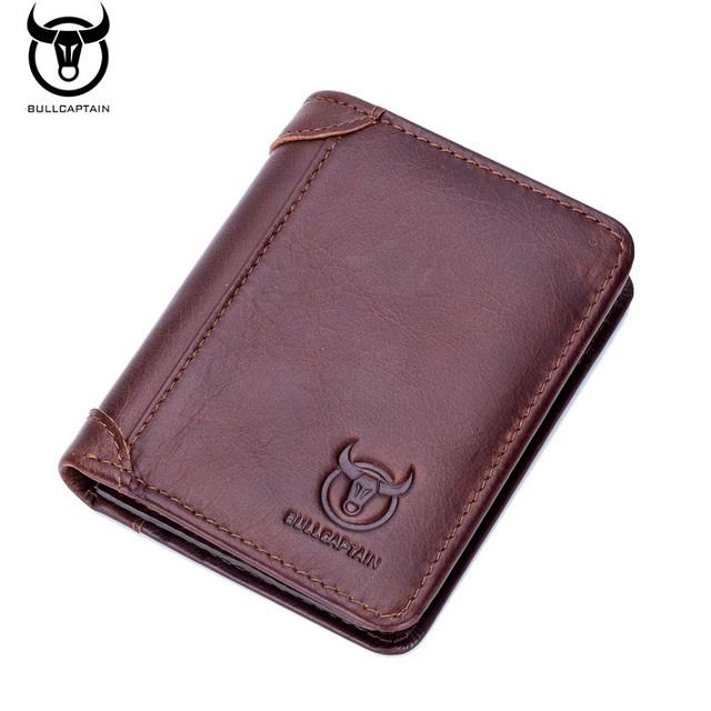 

Business Casual Men Short Wallet RFID Anti-Theft Scan Purse Cowhide Multi-card Money Bag Flip Out ID Card Holder Wallets, Red;black