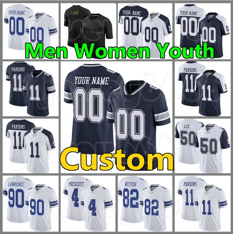 

CUSTOM DallaYouth Jersey Cowboy4 Dak Prescott 21 Ezekiel Elliott Stitched Leighton Vander Esch 19 Amari Cooper Smith Micah Parsons, Custom men (niuzai)+patch