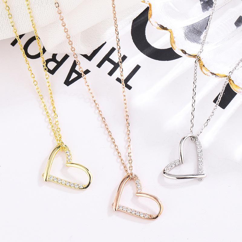 

JrSr 100% 925 Sterling Silver Original Design CZ Heart Pendant Necklace 2021 Woman DIY Jewelry Mother Day Gift Chains