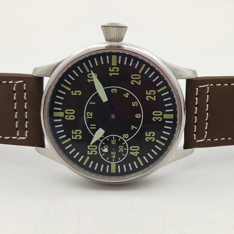 

Wristwatches Luxury 43mm Black Dial Sterile Luminous Hands Sapphire Crystal Hand Winding Movement Men's Watch C3-3, As pic
