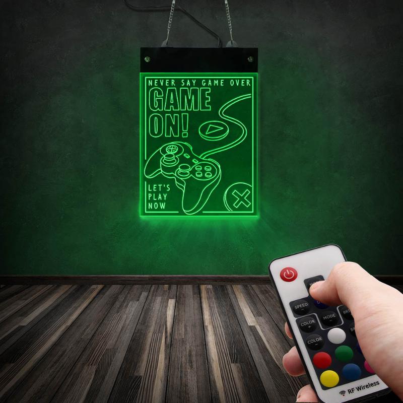 

Game On LED Lighting Wall Neon Sign Acrylic Display Board For Gamer Room Video Controller Multi-color Changeable Light Lamp