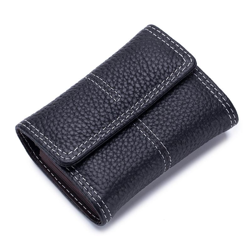 

Card Holders Envelope Organ Women Wallet Big Capacity Hasp Credit ID Holder Genuine Leather Ladies Coin Purse Mini Money Bag, Black