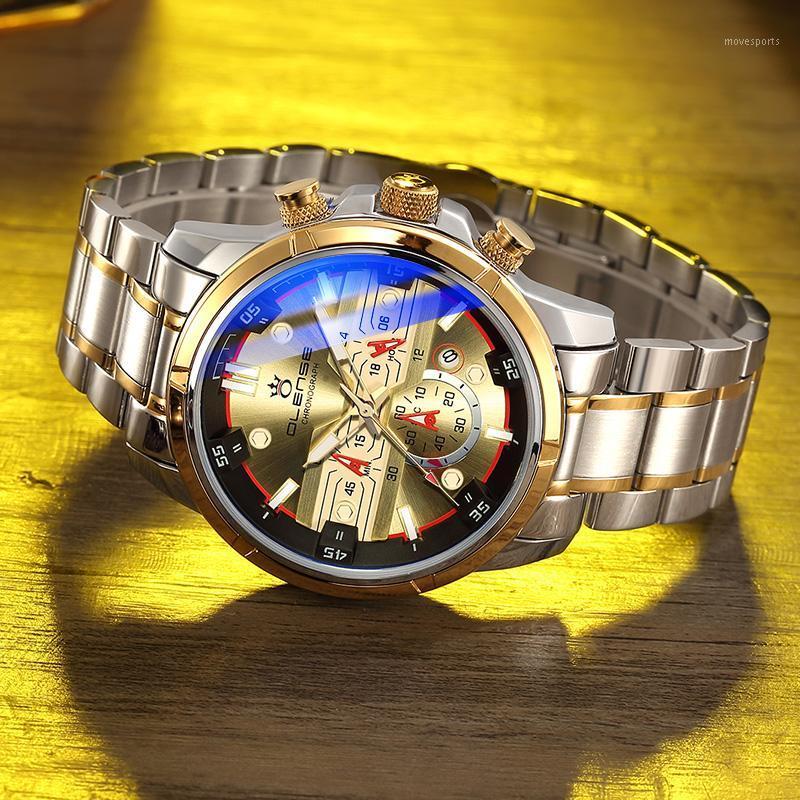 

Wristwatches Sports Men Watches Top Full Steel Waterproof Military Chronograph Quartz Relogio Masculino, Bronze