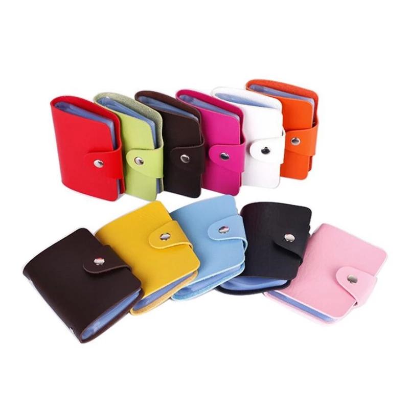 

Card Holders PU Function 24 Bits Holder Solid Color Case Business ID Organizer Portable Men Women Wallets Cardholder, 1pc
